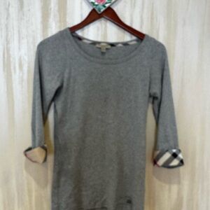 Burberry Gray Top with Plaid Accents